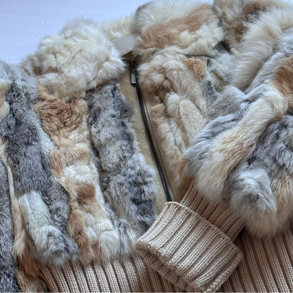 Genuine Rabbit Fur Sweater Jacket - Picture 6 of 7
